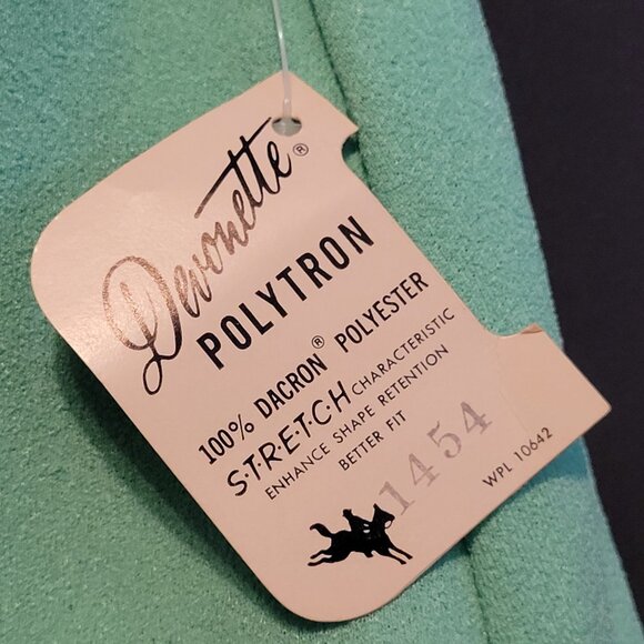 Vintage Polytron A Line Skirt Devonette Orig Tags Lt Green Sz 13 Button Up - Picture 3 of 8